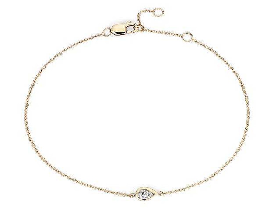 Bracelets | Blue Nile Mini Bezel Set Pear Cut Diamond Bracelet 14K Yellow Gold (1/6 Ct. Tw.)