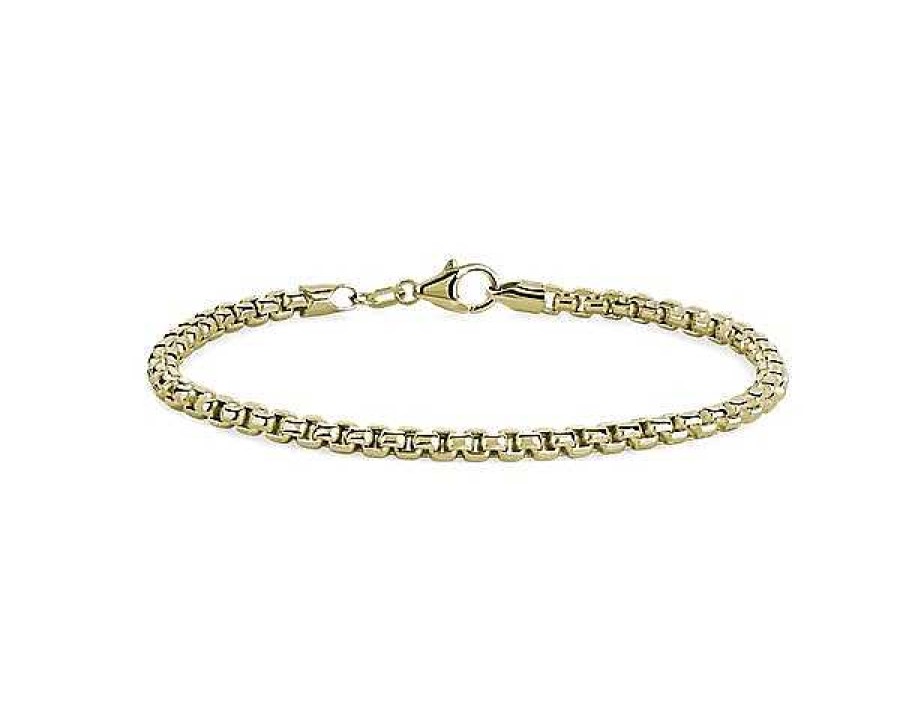 Bracelets | Blue Nile 7" Semi-Solid Round Box Chain Bracelet In 14K Yellow Gold (3.6 Mm)