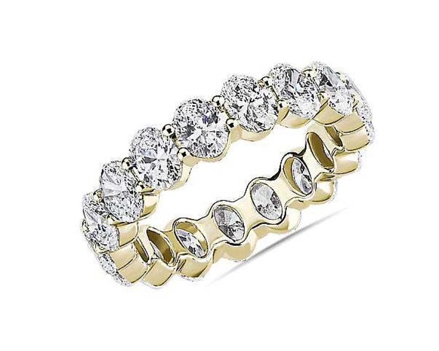 Women'S Rings | Blue Nile Lab Grown Diamond Oval Cut Eternity Ring In 14K Yellow Gold (3 Ct. Tw.)