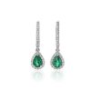 Earrings | Blue Nile Pear Shaped Emerald And Diamond Halo Drop Earrings In 14K White Gold (6X4Mm)