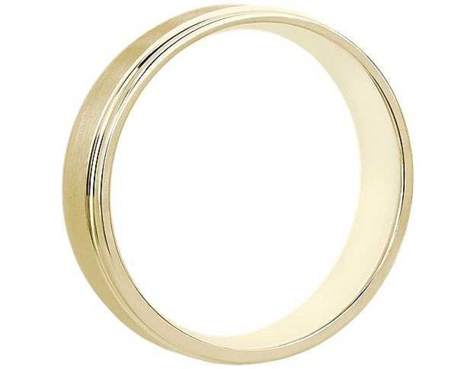 Men'S Rings | Blue Nile Brushed Inlay Wedding Ring In 18K Yellow Gold (5Mm)