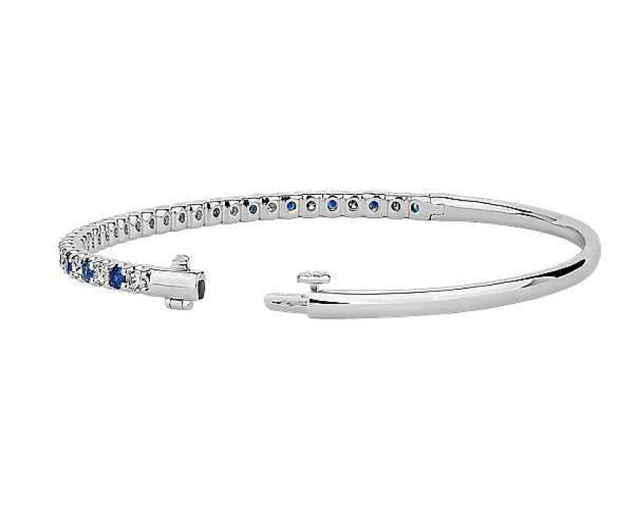 Bracelets | Blue Nile Sapphire And Diamond Bangle In 14K White Gold