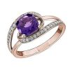 Rings | Blue Nile Cushion Cut Amethyst Ring With Twisting Halo In 14K Rose Gold