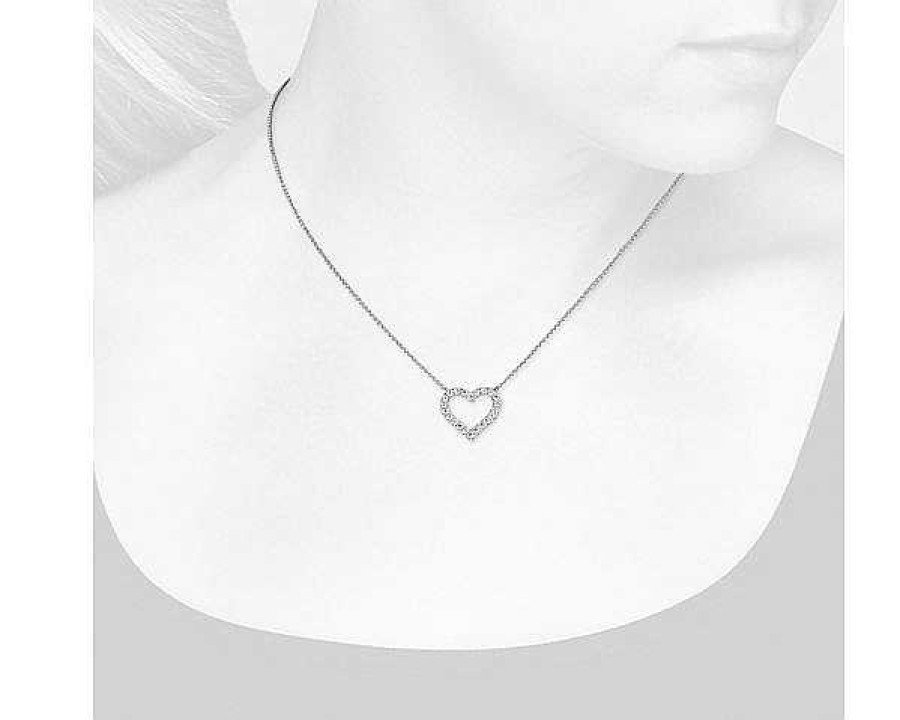 Necklaces | Blue Nile Diamond Heart Necklace In 14K White Gold (1/2 Ct. Tw.)