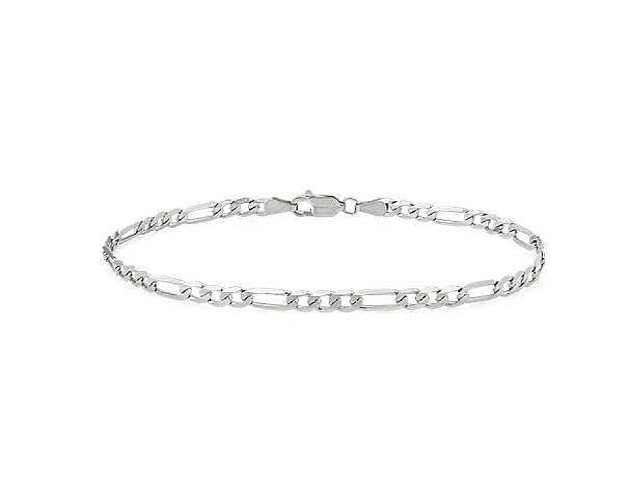 Bracelets | Blue Nile 8" Flat Figaro Chain Bracelet In 14K White Gold (4 Mm)