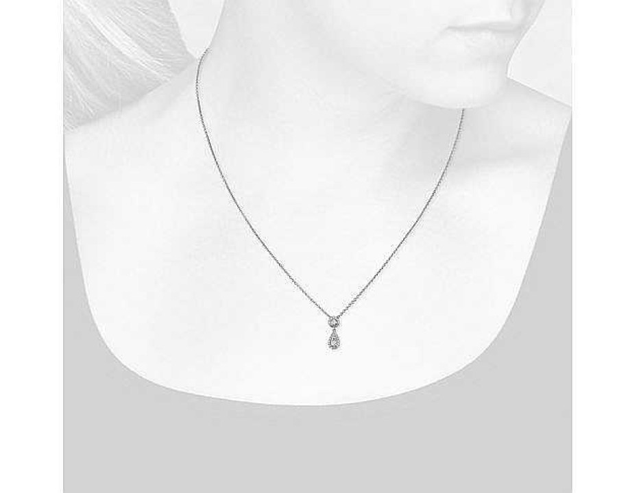 Necklaces | Blue Nile Diamond Halo Drop Pendant In 14K White Gold (1/4 Ct. Tw.)