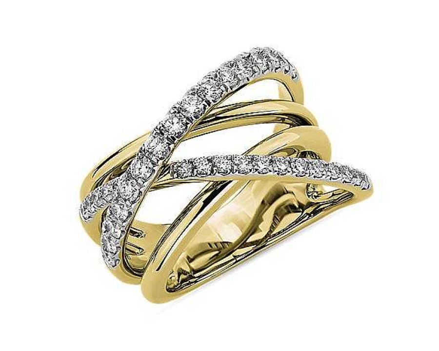 Rings | Blue Nile Diamond Crisscross Fashion Ring In 14K Yellow Gold (1 Ct. Tw.)