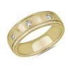 Men'S Rings | Blue Nile Milgrain Burnished Set Diamond Wedding Ring In 14K Yellow Gold (5 Mm, 1/5 Ct. Tw.)