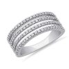 Rings | Blue Nile Quad Stacked Diamond Pav Ring In 14K White Gold (1/2 Ct. Tw.)