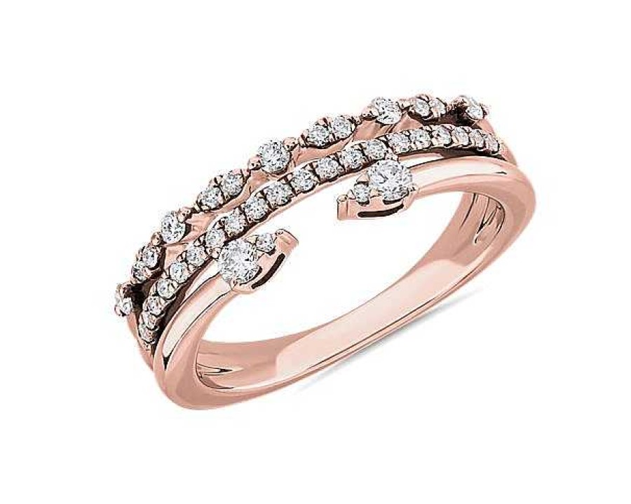 Women'S Rings | Blue Nile Open Stacked Diamond Ring In 14K Rose Gold (1/3 Ct. Tw.)