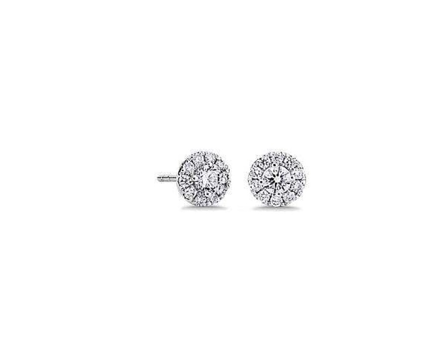 Earrings | Blue Nile Classic Halo Diamond Stud Earrings In 14K White Gold (1/2 Ct. Tw.)