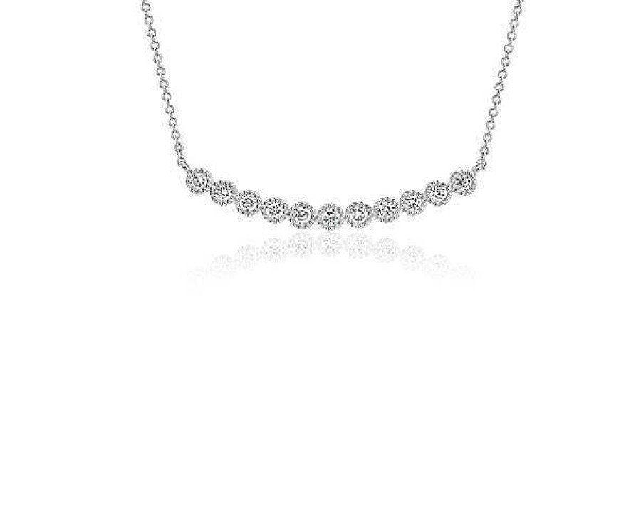 Necklaces | Blue Nile Diamond Milgrain Smile Necklace In 14K White Gold (1/4 Ct. Tw.)