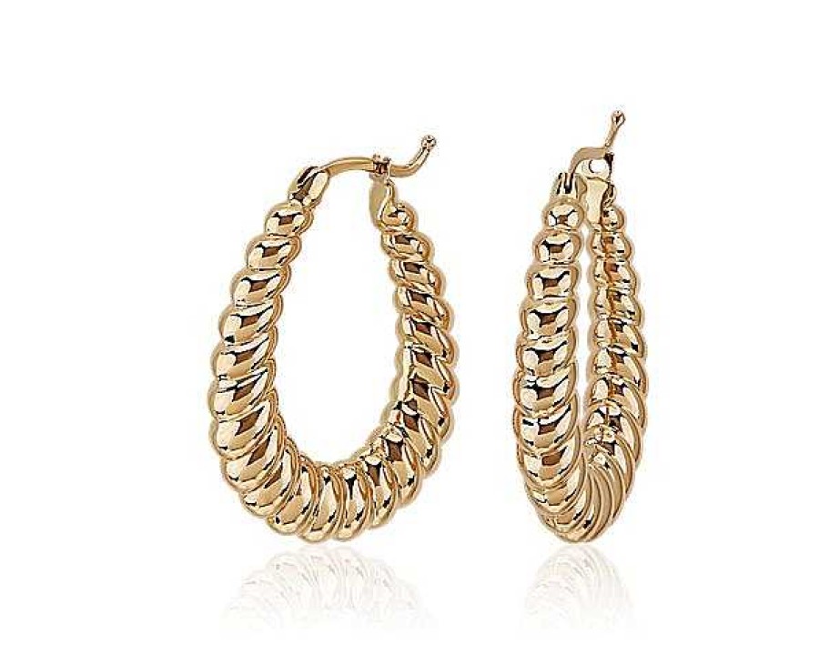 Earrings | Blue Nile Twisted Oval Earrings In 14K Yellow Gold (24 Mm)