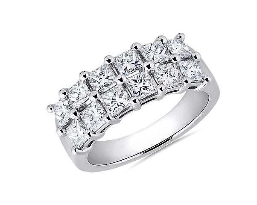 Women'S Rings | Blue Nile Two Row Princess-Cut Diamond Ring In Platinum (2 1/2 Ct. Tw.)