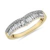 Rings | Blue Nile Zac Zac Posen Baguette & Pav Diamond Crown Curved Wedding Ring In 14K Yellow Gold (2 Mm, 3/8 Ct. Tw.)