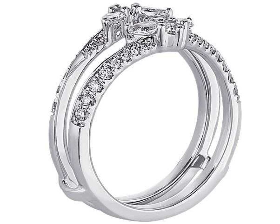 Women'S Rings | Blue Nile Winged Rollover Diamond Ring Insert In 14K White Gold (5/8 Ct. Tw.)