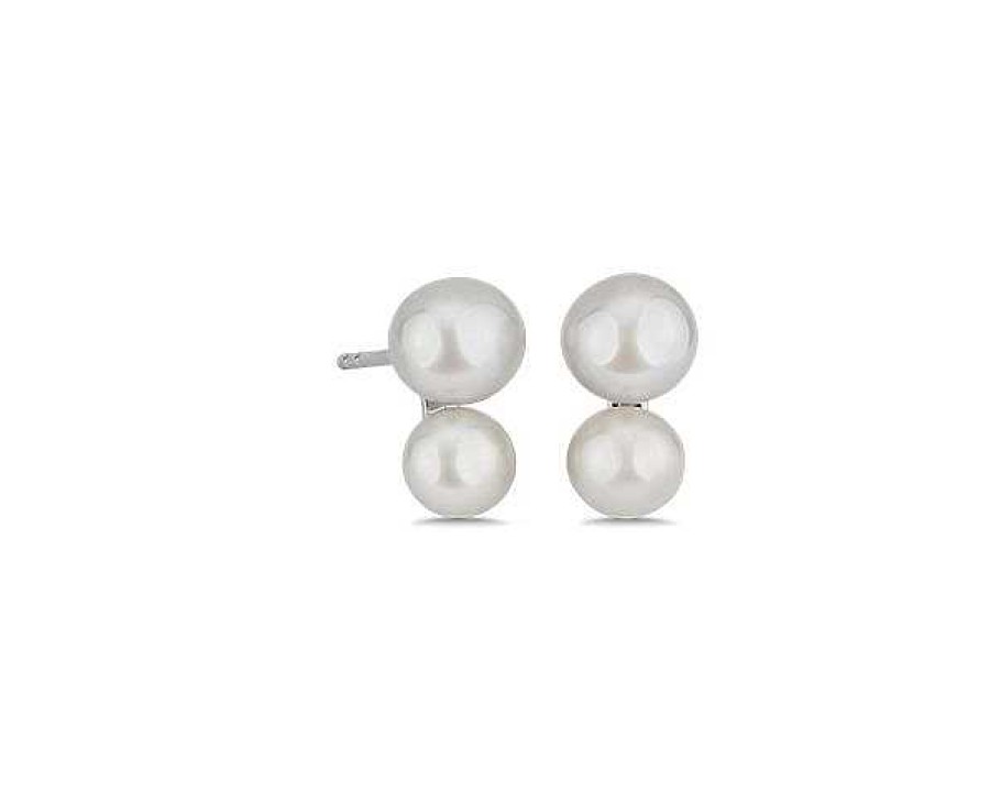 Earrings | Blue Nile Double Fresh Water Cultured Pearl Stud Earring In Sterling Silver