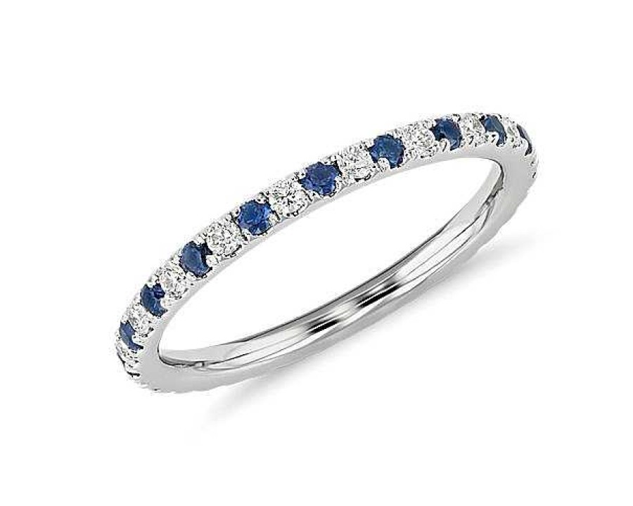 Women'S Rings | Blue Nile Riviera Pav Sapphire And Diamond Eternity Ring In Platinum (1.5Mm)