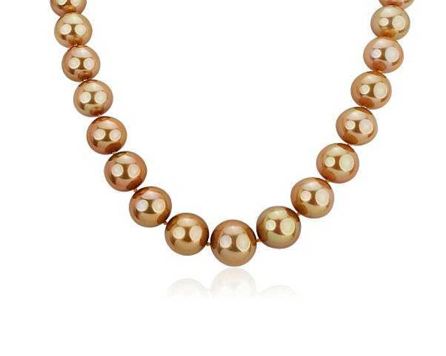 Necklaces | Blue Nile Extraordinary Collection: Golden South Sea Pearl Strand In 18K Yellow Gold (12.2-15.5Mm)