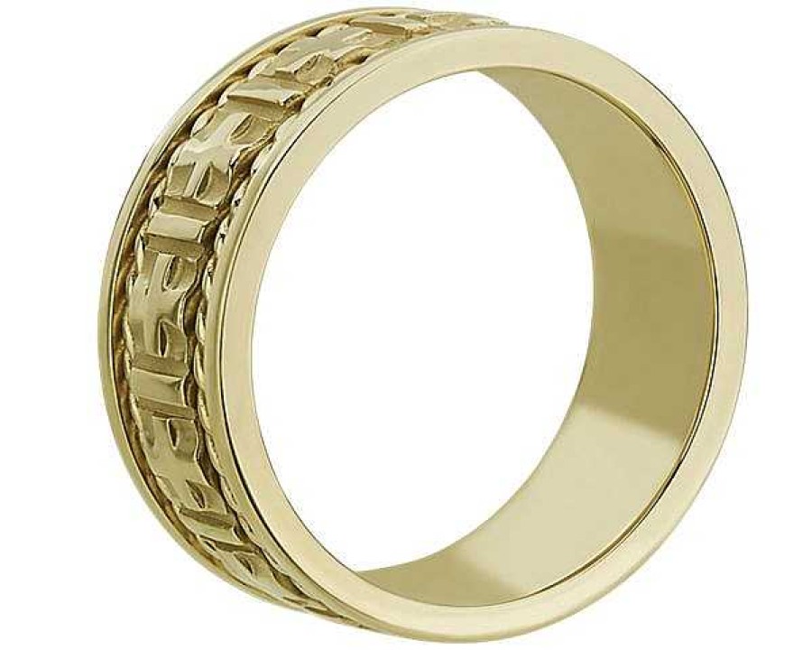 Men'S Rings | Blue Nile Braided Edge Cross Wedding Ring In 14K Yellow Gold (8Mm)