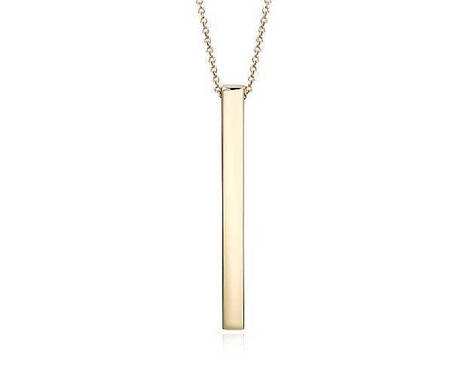 Necklaces | Blue Nile 22" Vertical Bar Pendant In 14K Yellow Gold (1 Mm)