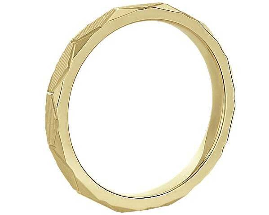 Women'S Rings | Blue Nile Stackable Raised Hexagon Lined Ring In 14K Yellow Gold (2Mm)