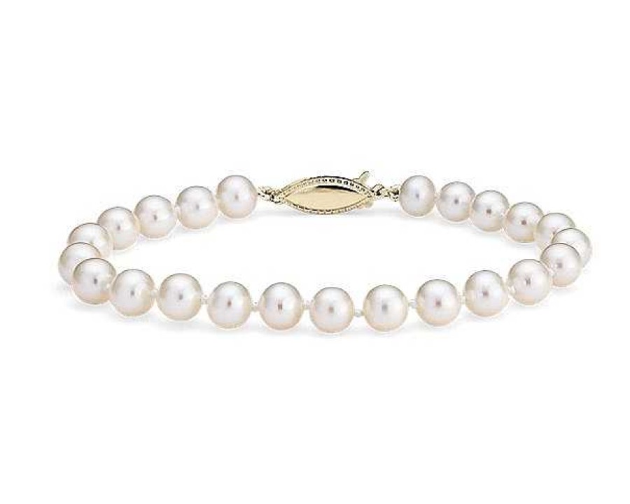 Bracelets | Blue Nile 6.5" Freshwater Cultured Pearl Bracelet In 14K Yellow Gold (6-6.5Mm)