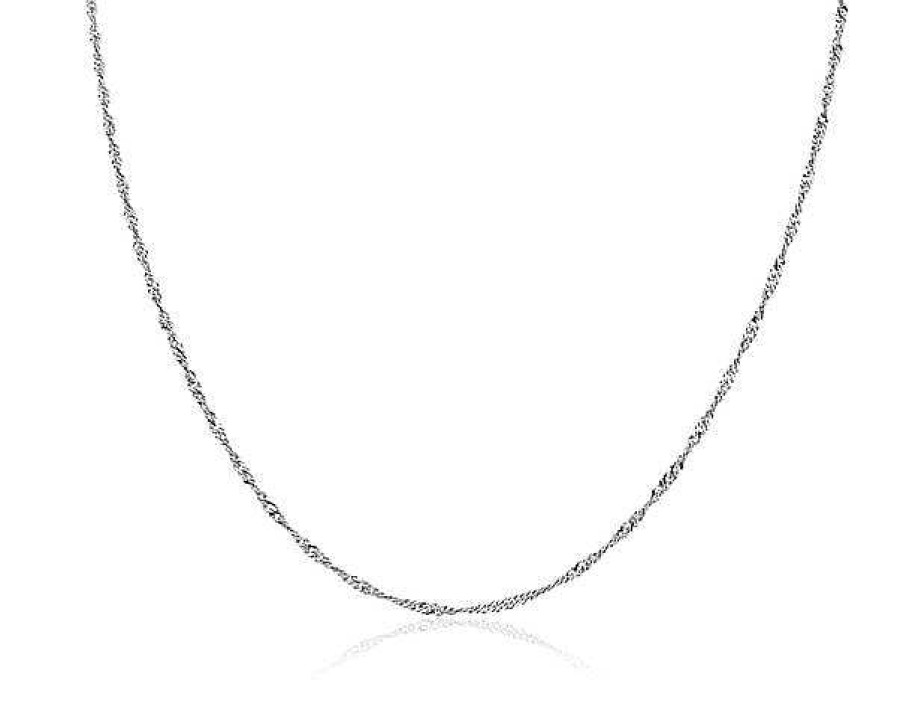 Necklaces | Blue Nile 18" Singapore Chain In 14K White Gold (1.7 Mm)