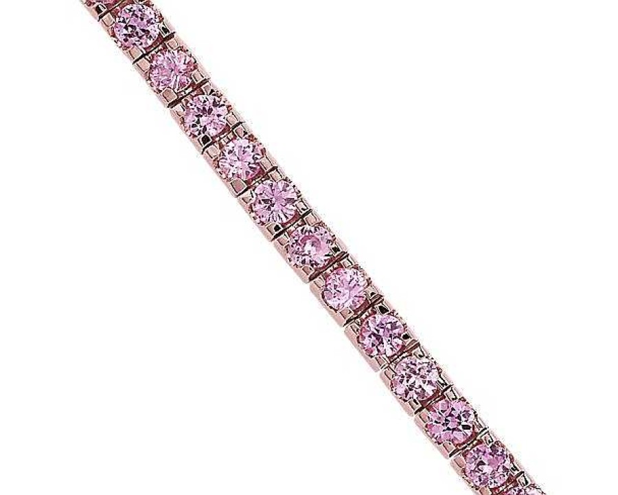 Bracelets | Blue Nile Pink Sapphire Tennis Bracelet In 14K Rose Gold (2Mm)