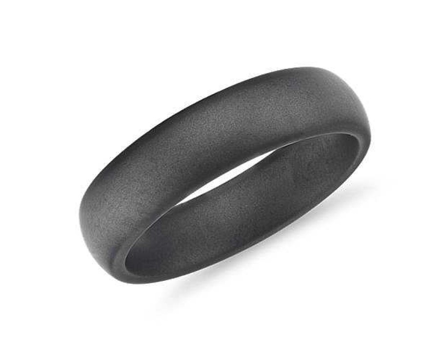 Men'S Rings | Blue Nile Comfort Fit Gray Wedding Ring In Tungsten (6Mm)