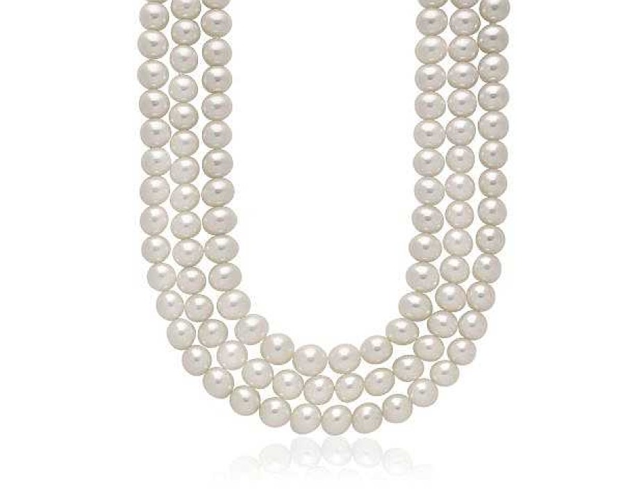 Necklaces | Blue Nile Triple-Strand Freshwater Cultured Pearl Strand Necklace In 14K White Gold (6Mm)