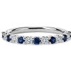 Women'S Rings | Blue Nile Luna Sapphire And Diamond Anniversary Ring In 14K White Gold (2.1 Mm)