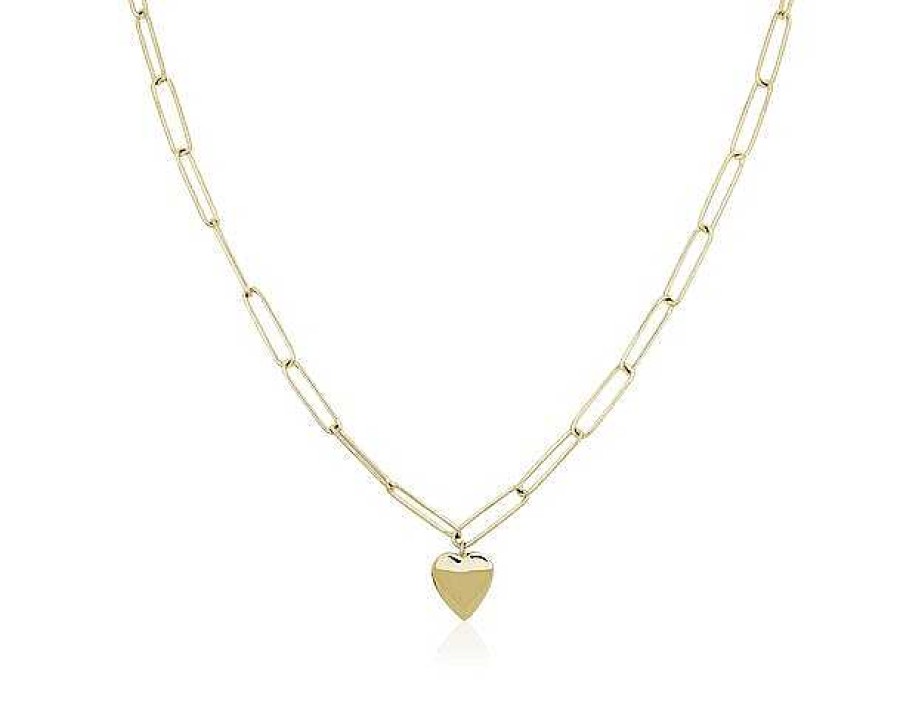 Necklaces | Blue Nile 18" Heart Paperclip Necklace In 14K Yellow Gold