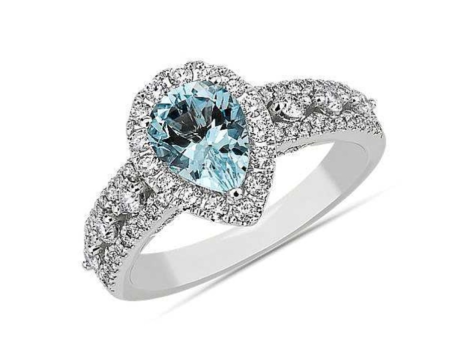 Rings | Blue Nile Pear Shaped Aquamarine Fashion Ring In 14K White Gold (8X6Mm)