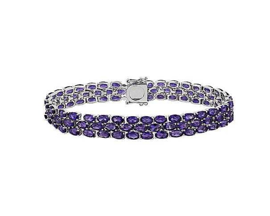 Bracelets | Blue Nile Trio Oval Amethyst Bracelet In Sterling Silver (5X3Mm)