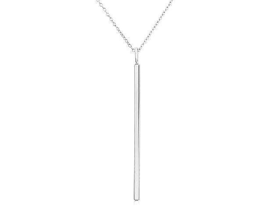 Necklaces | Blue Nile 30" Long Bar Pendant In Sterling Silver (1 Mm)