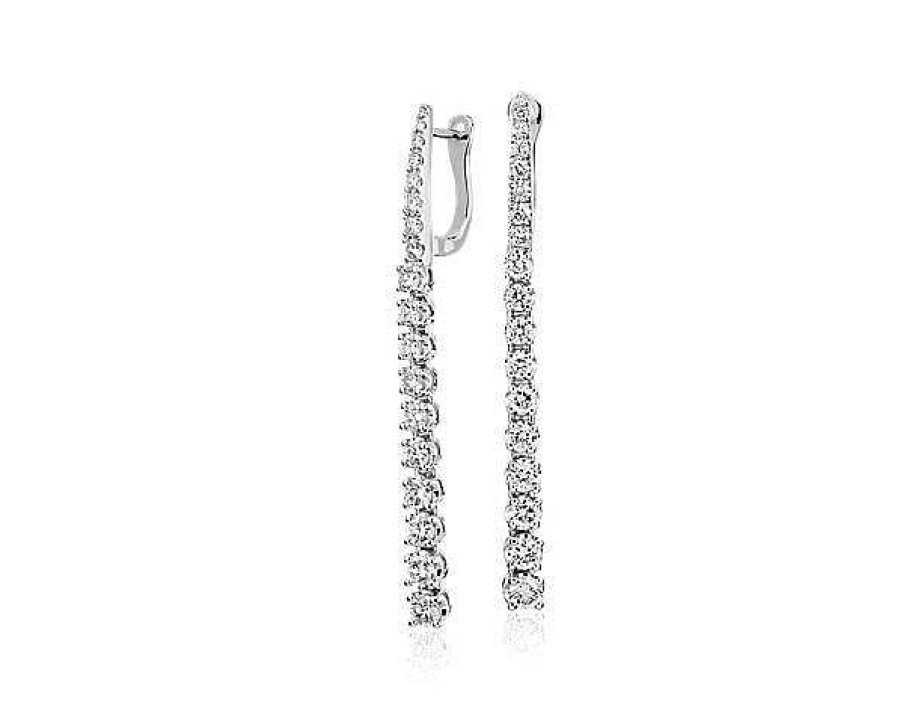 Earrings | Blue Nile Diamond Line Drop Earrings In 14K White Gold (1 1/4 Ct. Tw.)