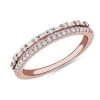 Rings | Blue Nile Two Row Baguette And Pav Diamond Ring In 18K Rose Gold (1/4 Ct. Tw.)