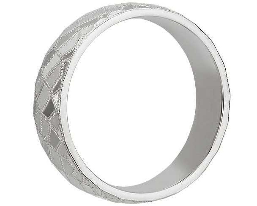 Men'S Rings | Blue Nile Mosaic Polished Wedding Ring In 18K White Gold (6Mm)