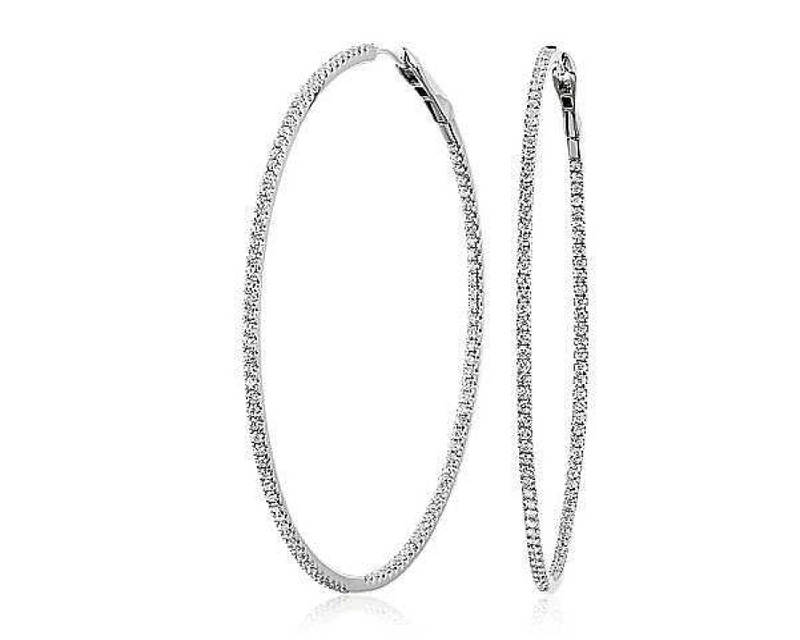 Earrings | Blue Nile Dazzling Diamond Eternity Hoop Earrings In 14K White Gold (2 Ct. Tw.)