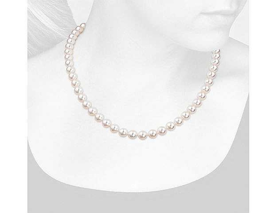 Necklaces | Blue Nile 16" Premier Akoya Cultured Pearl Strand Necklace With Diamond Clasp In 18K White Gold (8.0-8.5Mm)