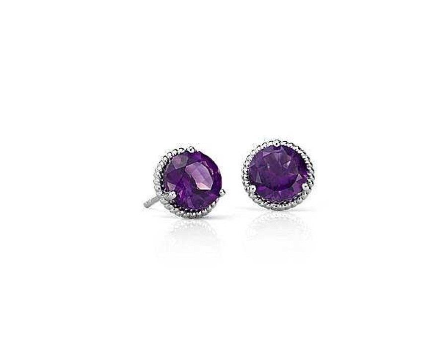 Earrings | Blue Nile Amethyst Rope Stud Earrings In Sterling Silver (7Mm)