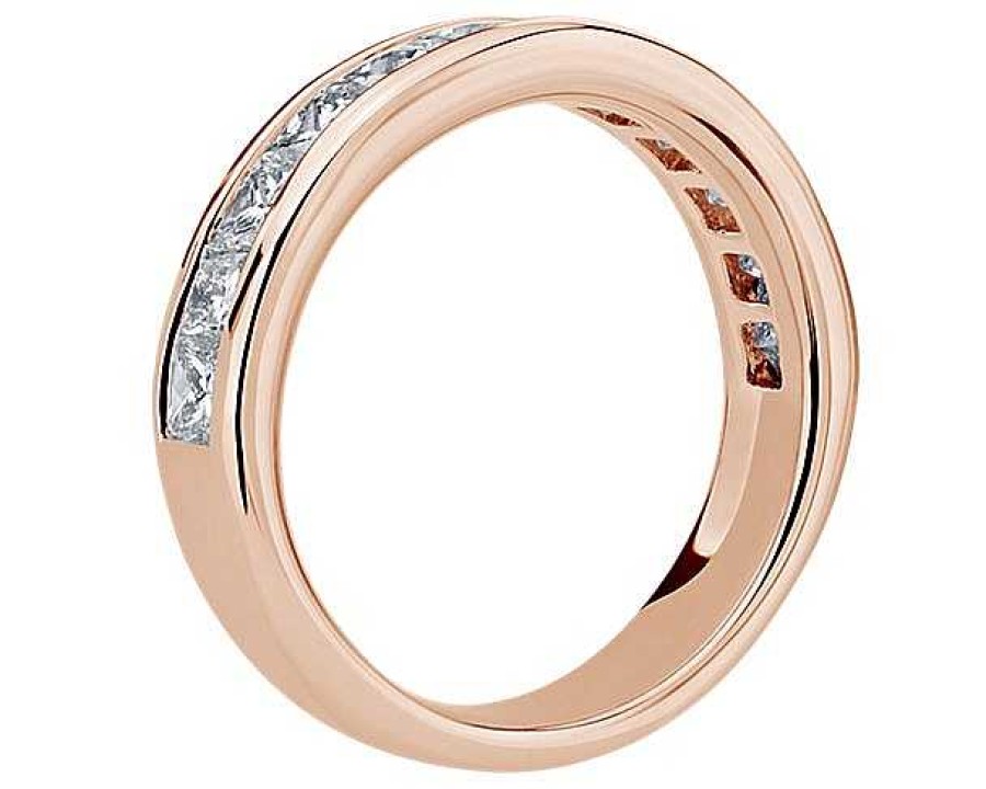 Women'S Rings | Blue Nile Channel Set Princess Diamond Ring In 18K Rose Gold (1 1/2 Ct. Tw.)