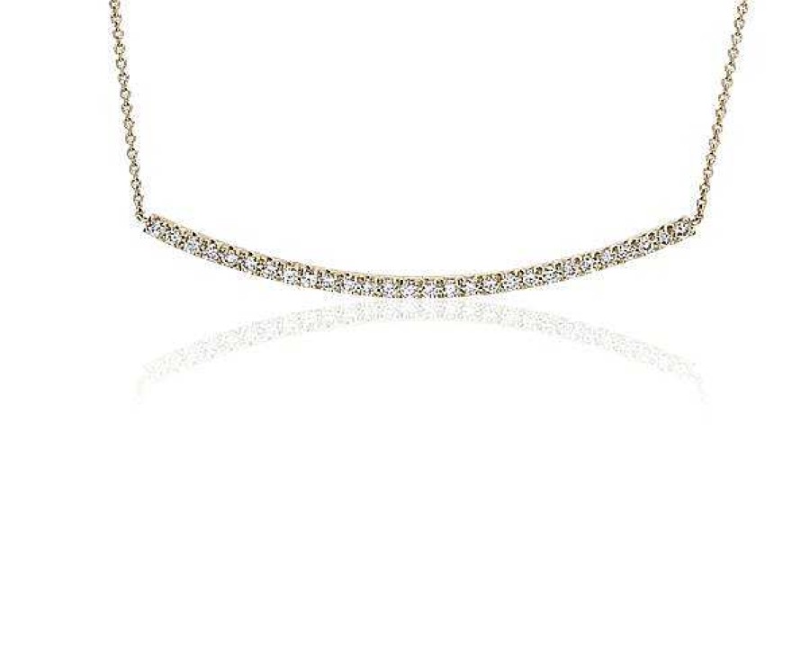 Necklaces | Blue Nile Delicate Curved Diamond Bar Necklace In 14K Yellow Gold (3/8 Ct. Tw.)