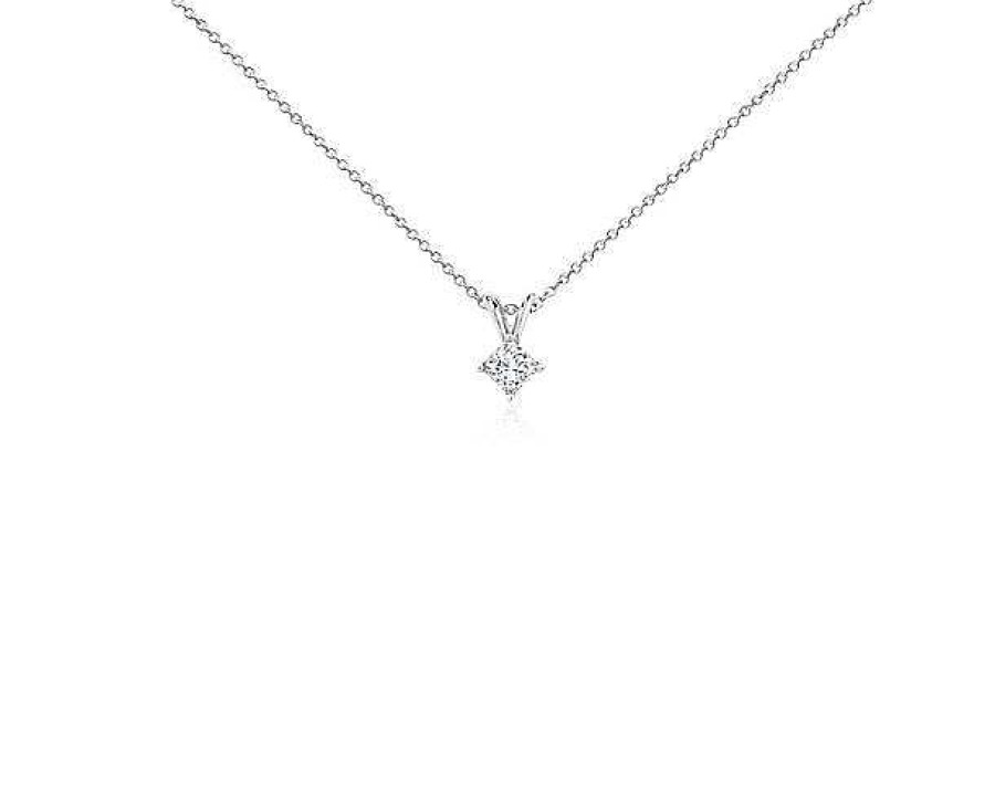 Necklaces | Blue Nile Princess Cut Diamond Solitaire Pendant In Platinum (1/3 Ct. Tw.)