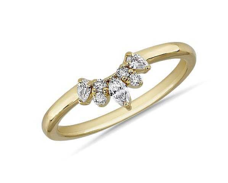 Rings | Blue Nile Curved Crown Stackable Ring In 18K Yellow Gold (1/4 Ct. Tw.)