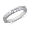 Men'S Rings | Blue Nile Men'S Princess-Cut Solitaire Diamond Step Ring In 14K White Gold (.06 Ct. Tw.)