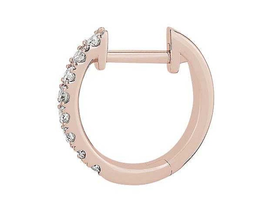 Earrings | Blue Nile Petite Diamond Huggie Hoop Earrings In 14K Rose Gold (1/4 Ct. Tw.)