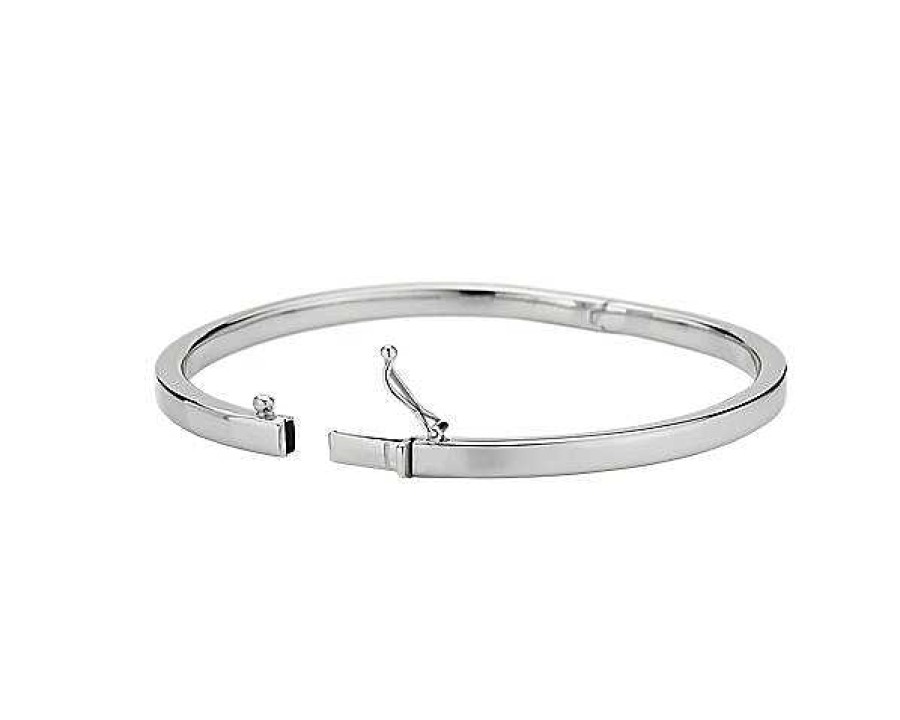 Bracelets | Blue Nile Squared Bangle In 14K Italian White Gold (4 Mm)