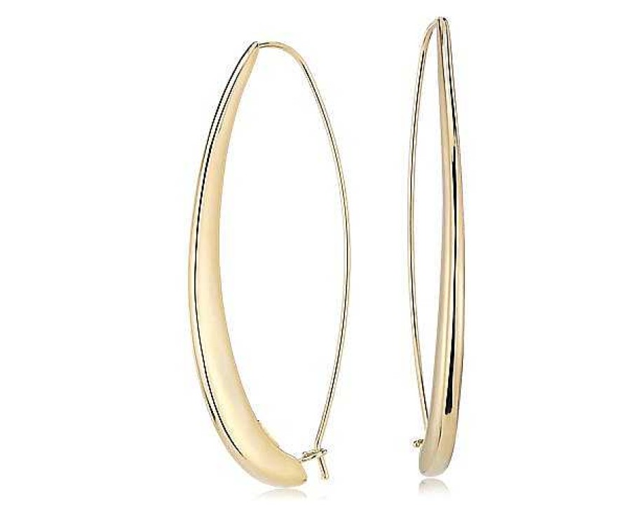 Earrings | Blue Nile Vertical Stretched Hoop Threader Earrings In 14K Italian Yellow Gold